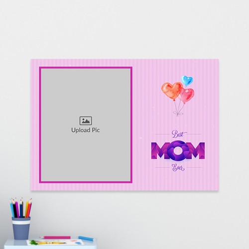 Best Mom Ever Quotation with water colour Heart Balloons Design: Landscape Acrylic Photo Frame with Image Printing – PrintShoppy Photo Frames