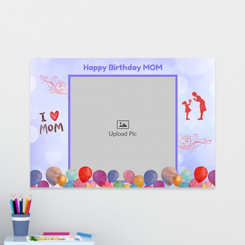 Happy Birthday Mom Wishes with Watercolour Balloons Design: Landscape Acrylic Photo Frame with Image Printing – PrintShoppy Photo Frames