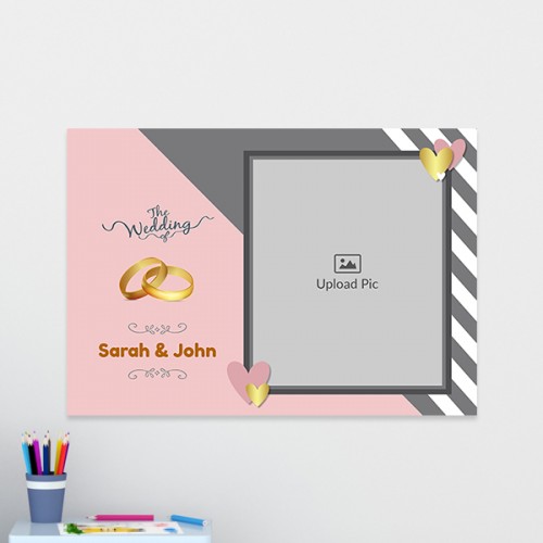 Golden Rings and Golden Hearts Design: Landscape Acrylic Photo Frame with Image Printing – PrintShoppy Photo Frames