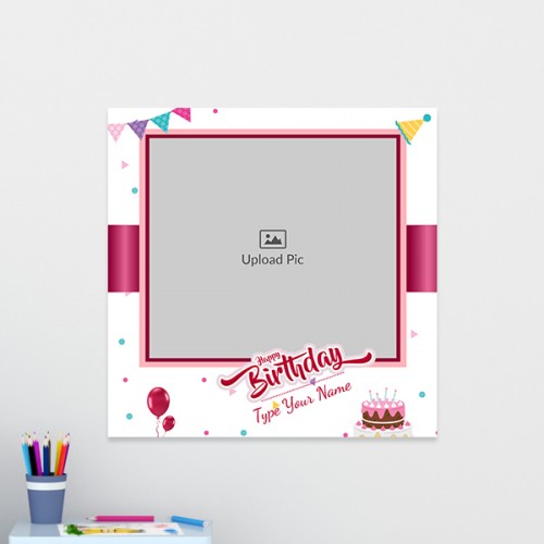 Birthday Wishes with Pink Ribbon Design: Square Acrylic Photo Frame with Image Printing – PrintShoppy Photo Frames