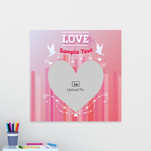 Pic Upload in Heart Symbol with Love Birds Design: Square Acrylic Photo Frame with Image Printing – PrintShoppy Photo Frames