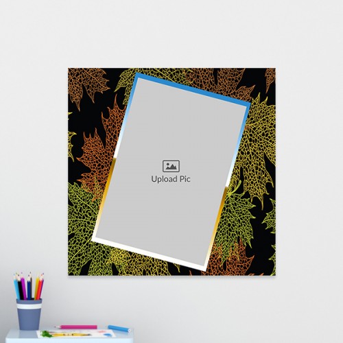 Leaf Colourful Line art with multicolour Border Frame: Square Acrylic Photo Frame with Image Printing – PrintShoppy Photo Frames