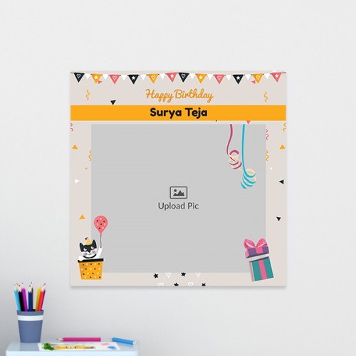 Happy Birthday with Confetti Design: Square Acrylic Photo Frame with Image Printing – PrintShoppy Photo Frames