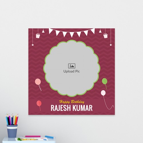 Birthday Wishes with Hanging Gifts and Balloons Design: Square Acrylic Photo Frame with Image Printing – PrintShoppy Photo Frames
