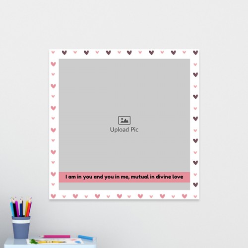 White Love Pattern with Photo and Text: Square Acrylic Photo Frame with Image Printing – PrintShoppy Photo Frames