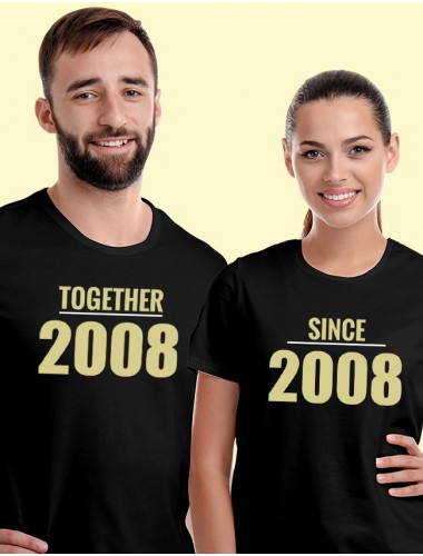 Together Since Couples T Shirts Black Color