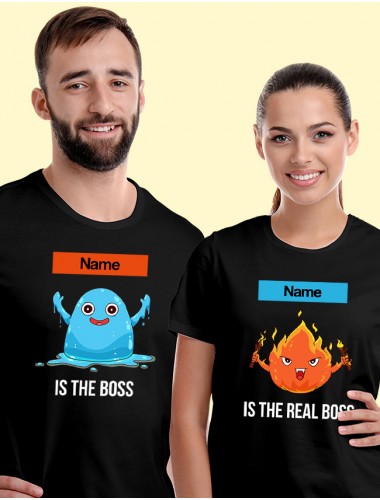 The Boss Real Boss Couples T Shirt Black Color