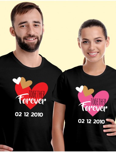 Together Forever Couple T Shirts Black Color