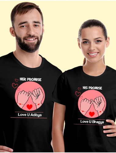 His And Hers Promise Couples T Shirt Black Color