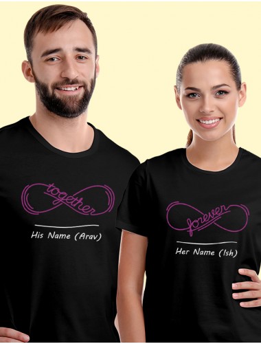 Together Forever Honeymoon Couples T Shirt Black Color