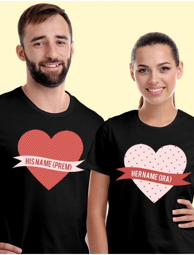 His And Her Couples T Shirt Black Color