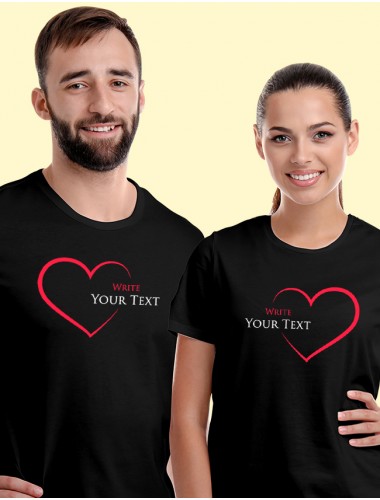 Black Love with Your Names On Black Color Personalized Couple T-Shirt