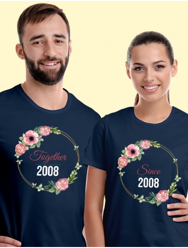 Couples T Shirt Together Since Navy Blue Color