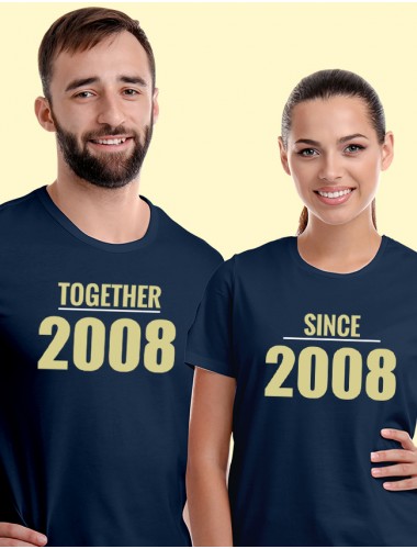 Together Since Couples T Shirts Navy Blue Color