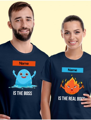 The Boss Real Boss Couples T Shirt Navy Blue Color