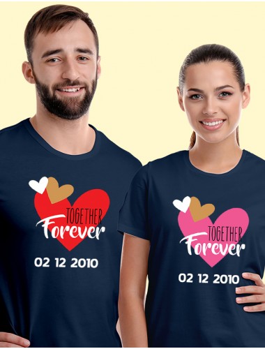 Together Forever Couple T Shirts Navy Blue Color