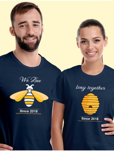 We Bee Long Together Couples T Shirt Navy Blue Color