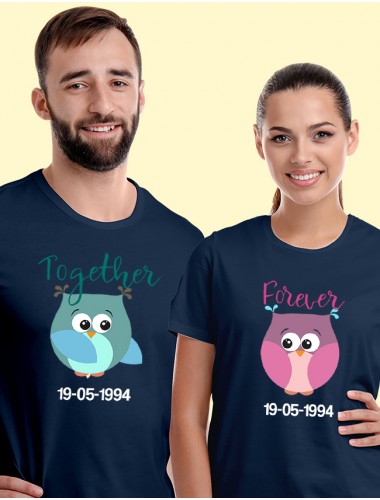 Together Forever Couples T Shirt Navy Blue Color