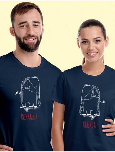 Funny Couples T Shirt Navy Blue Color