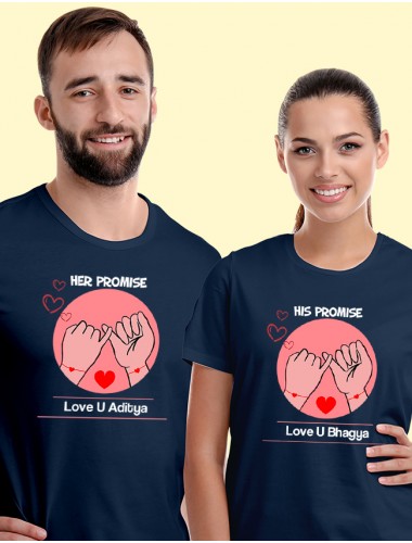 His And Hers Promise Couples T Shirt Navy Blue Color