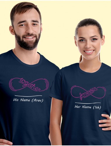 Together Forever Honeymoon Couples T Shirt Navy Blue Color