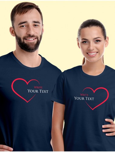 Navy Blue Love with Your Names On Navy Blue Color Personalized Couple T-Shirt