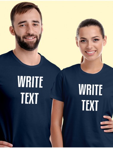 Your Name On Navy Blue Color Personalized Couple T-Shirt