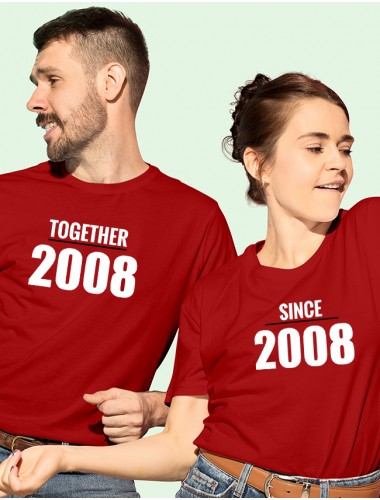 Together Since Couples T Shirts Red Color