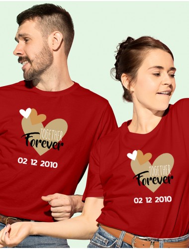 Together Forever Couple T Shirts Red Color