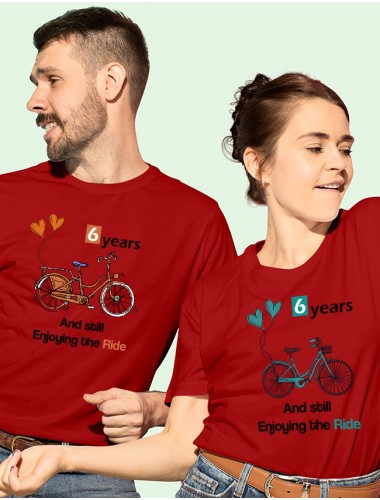 Anniversary Still Enjoying The Ride Couples T Shirt Red Color