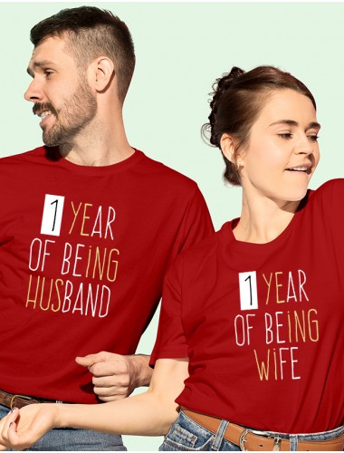 Husband Wife Wedding Anniversary Couples T Shirt Red Color