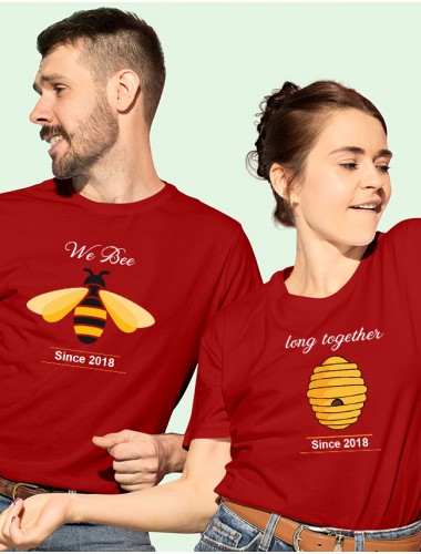 We Bee Long Together Couples T Shirt Red Color