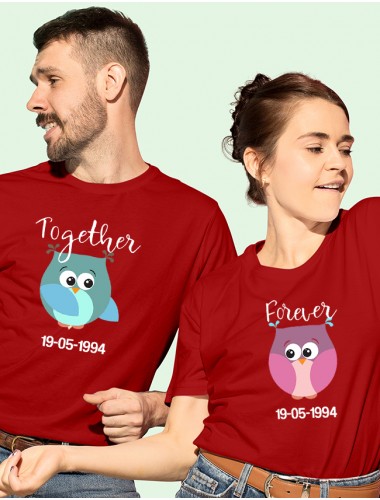 Together Forever Couples T Shirt Red Color