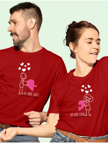 Love Puzzle Couples T Shirt Red Color