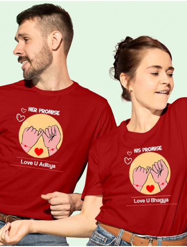 His And Hers Promise Couples T Shirt Red Color
