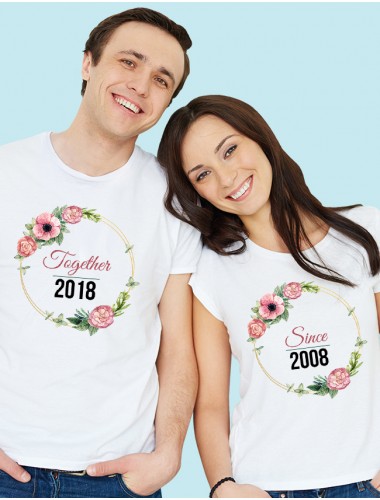 Couples T Shirt Together Since White Color