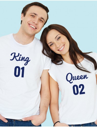 Couples T Shirts King Queen White Color