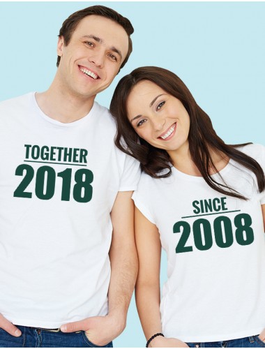 Together Since Couples T Shirts White Color