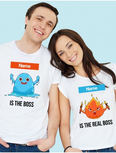 The Boss Real Boss Couples T Shirt White Color