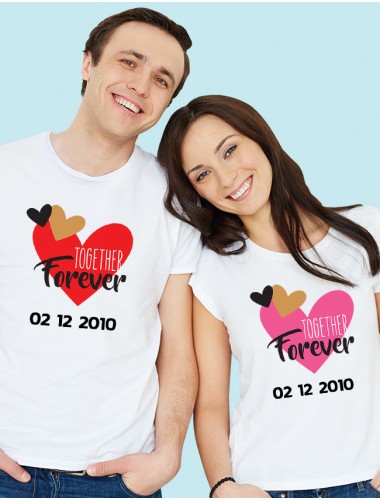 Together Forever Couple T Shirts White Color
