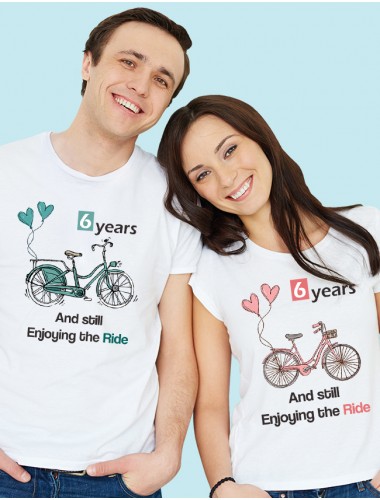 Anniversary Still Enjoying The Ride Couples T Shirt White Color
