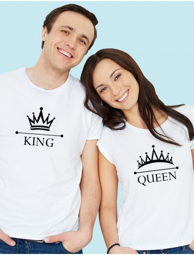 King Queen Couple T Shirt White Color