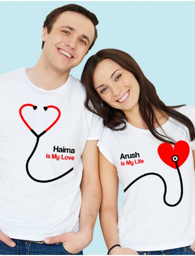 Stethoscope Couples T Shirt White Color