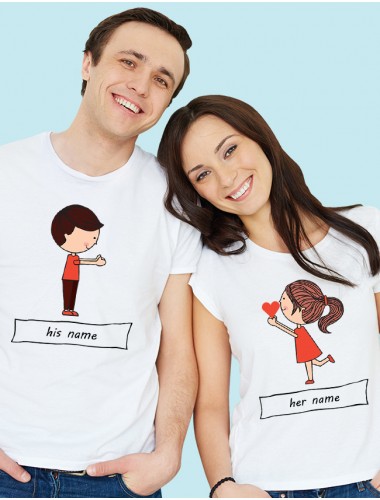 Valentines Day Girl Proposing Love Couples T Shirt White Color