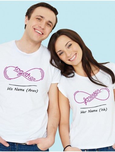 Together Forever Honeymoon Couples T Shirt White Color