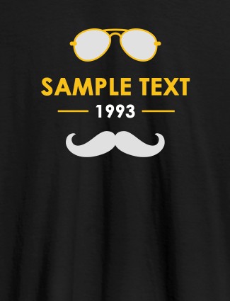 Personalized Moustache Sunglasses Printed Mens T Shirt Black Color