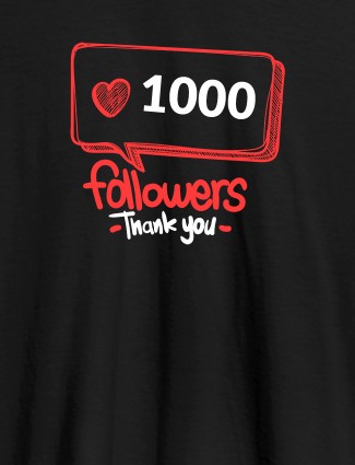 Followers Thank Printed Mens T Shirt Black Color