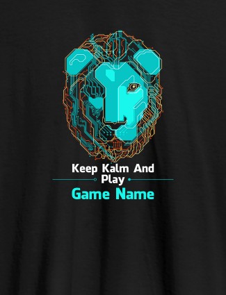 Keep Calm And Play Game Name Personalised Printed Mens T Shirt Black Color