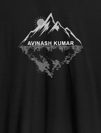 Himalaya Mountain Sunrise Personalised Mens Printed T Shirt Black Color