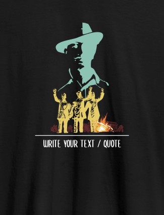 Bhagat Singh with Text On Black Color Personalized Tshirt